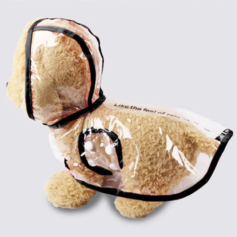 Transparent Hooded Dog Raincoat
