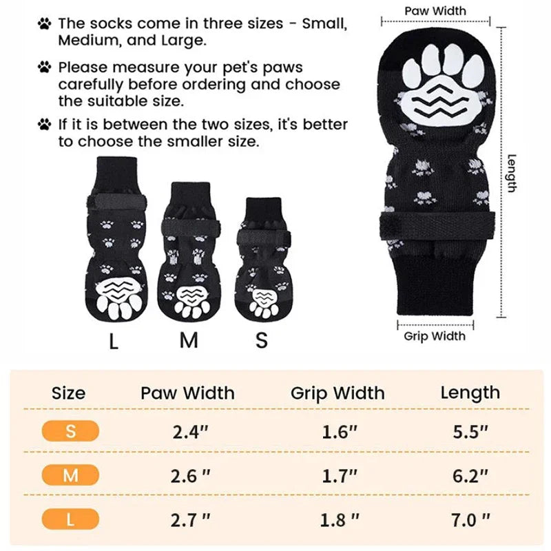Anti-Slip Dog Socks with Straps (Set of 4)