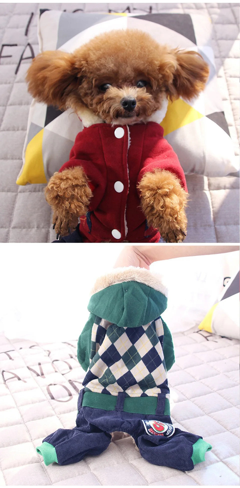 Plaid Four-Legged Winter Dog Hoodie