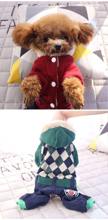 Plaid Four-Legged Winter Dog Hoodie