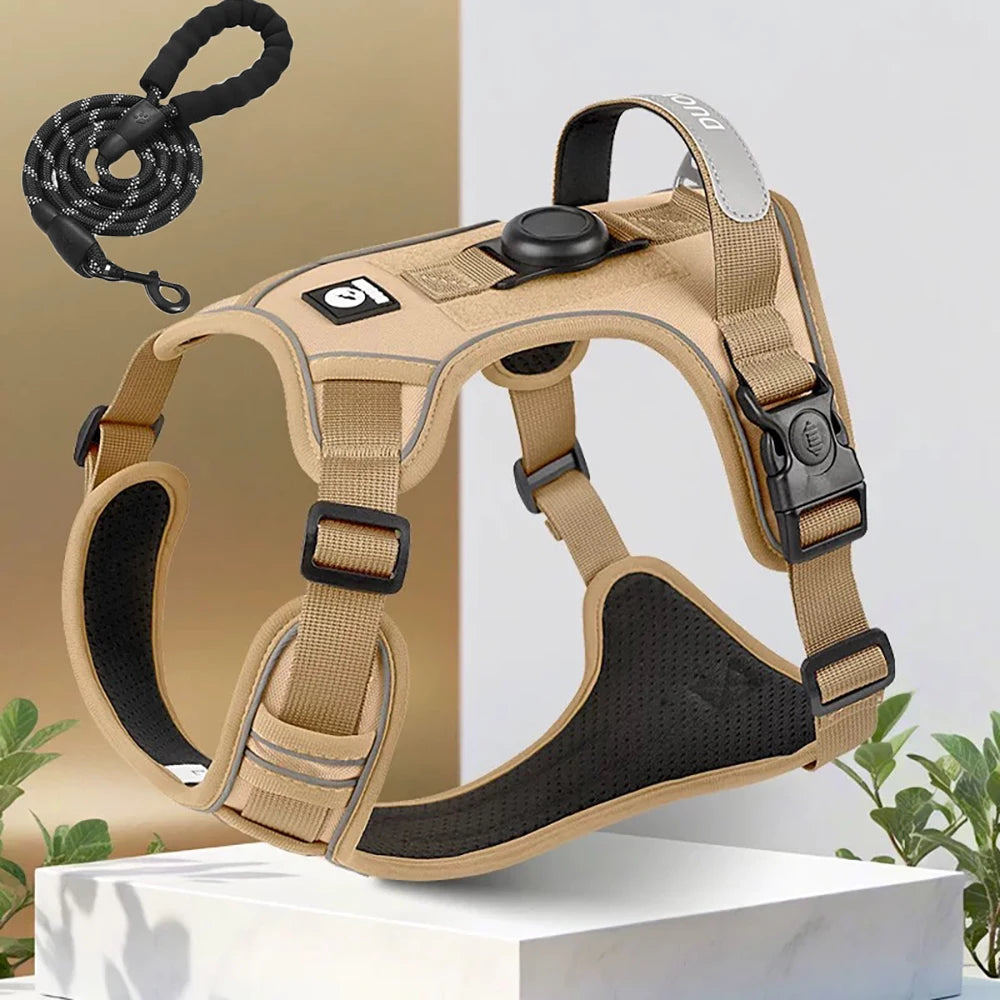 Dog Harness & Leash Set with AirTag Holder