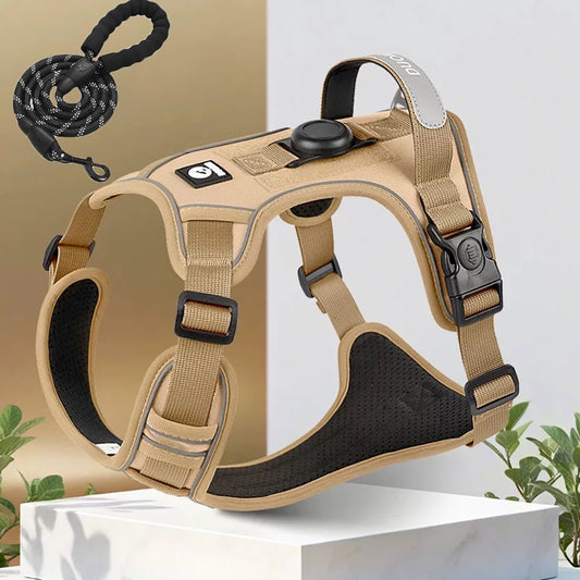 Dog Harness & Leash Set with AirTag Holder
