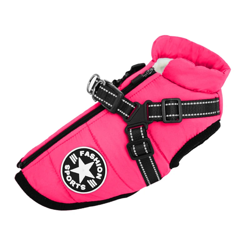 Winter Dog Jacket with Built-In Harness