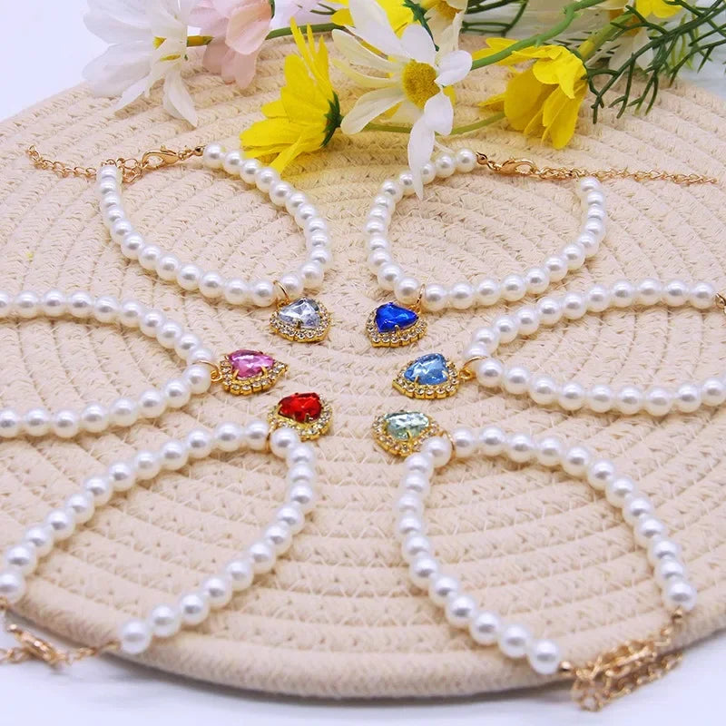 Faux Pearl Cat Necklace Collar