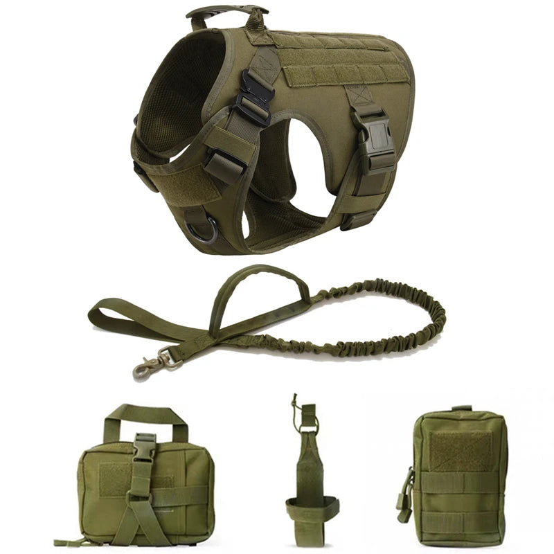 Tactical Dog Vest Harness & Leash Set