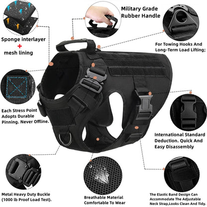 Tactical Dog Vest Harness & Leash Set