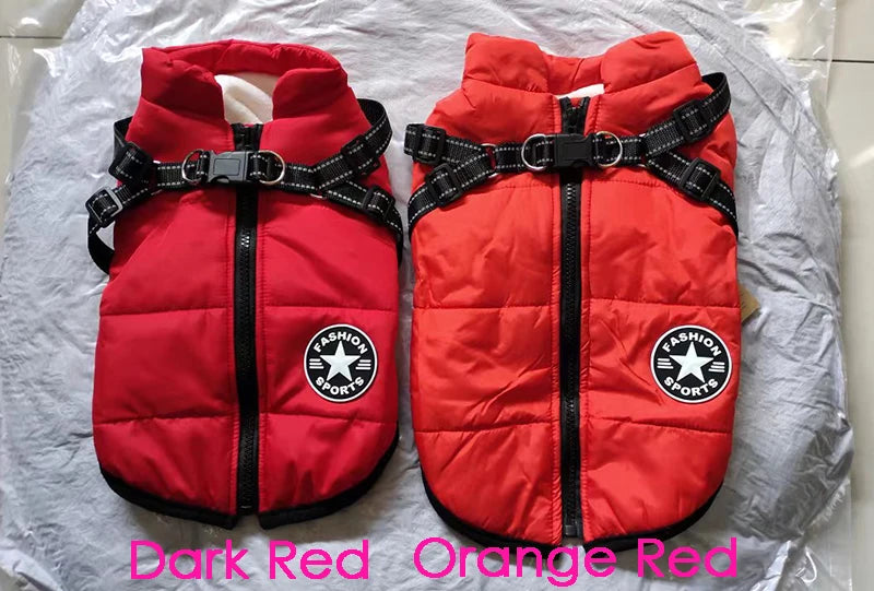 Winter Dog Jacket with Built-In Harness