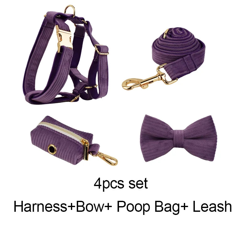 Corduroy Dog Collar & Leash Set