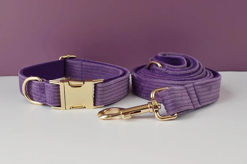 Corduroy Dog Collar & Leash Set