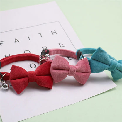 Velvet Bow Cat Collar with Bell