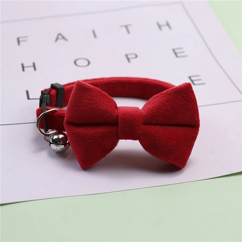 Velvet Bow Cat Collar with Bell