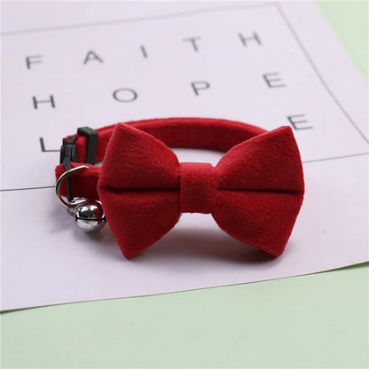 Velvet Bow Cat Collar with Bell