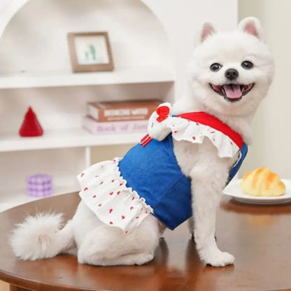 Strawberry Denim Dog Harness Dress