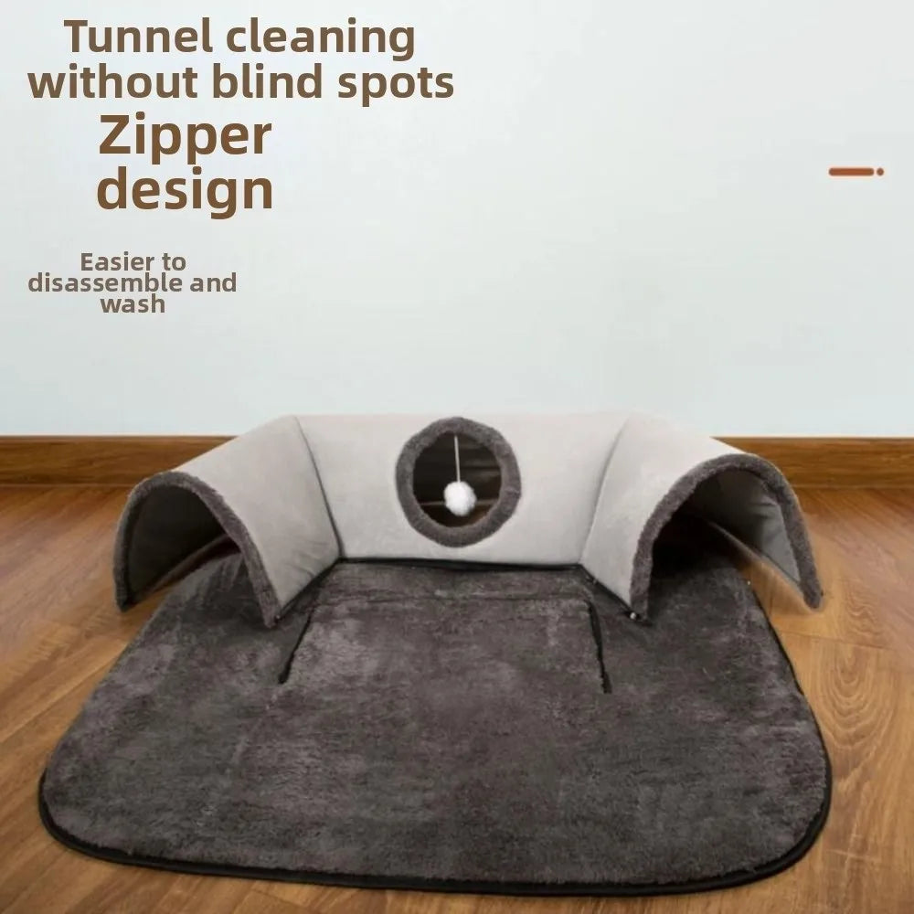 U-Shaped Cat Tunnel Bed