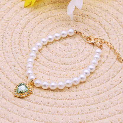 Faux Pearl Cat Necklace Collar