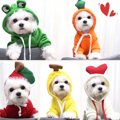 Pet Clothes Dog Hooded Sweatshirt Fruit Warm Coat Cat Sweater Winter Chihuahua Costume for Puppy Small Medium Dogs Cat Clothes