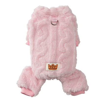 Fleece Dog Jumpsuit with Leash Ring