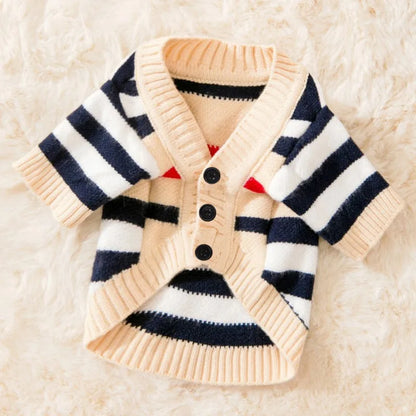 Striped Dog Cardigan Sweater