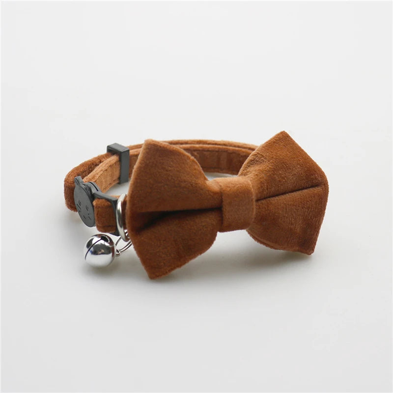 Velvet Bow Cat Collar with Bell