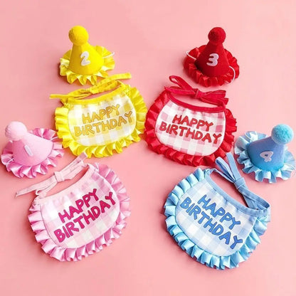 Cat Birthday Party Hat & Scarf Set