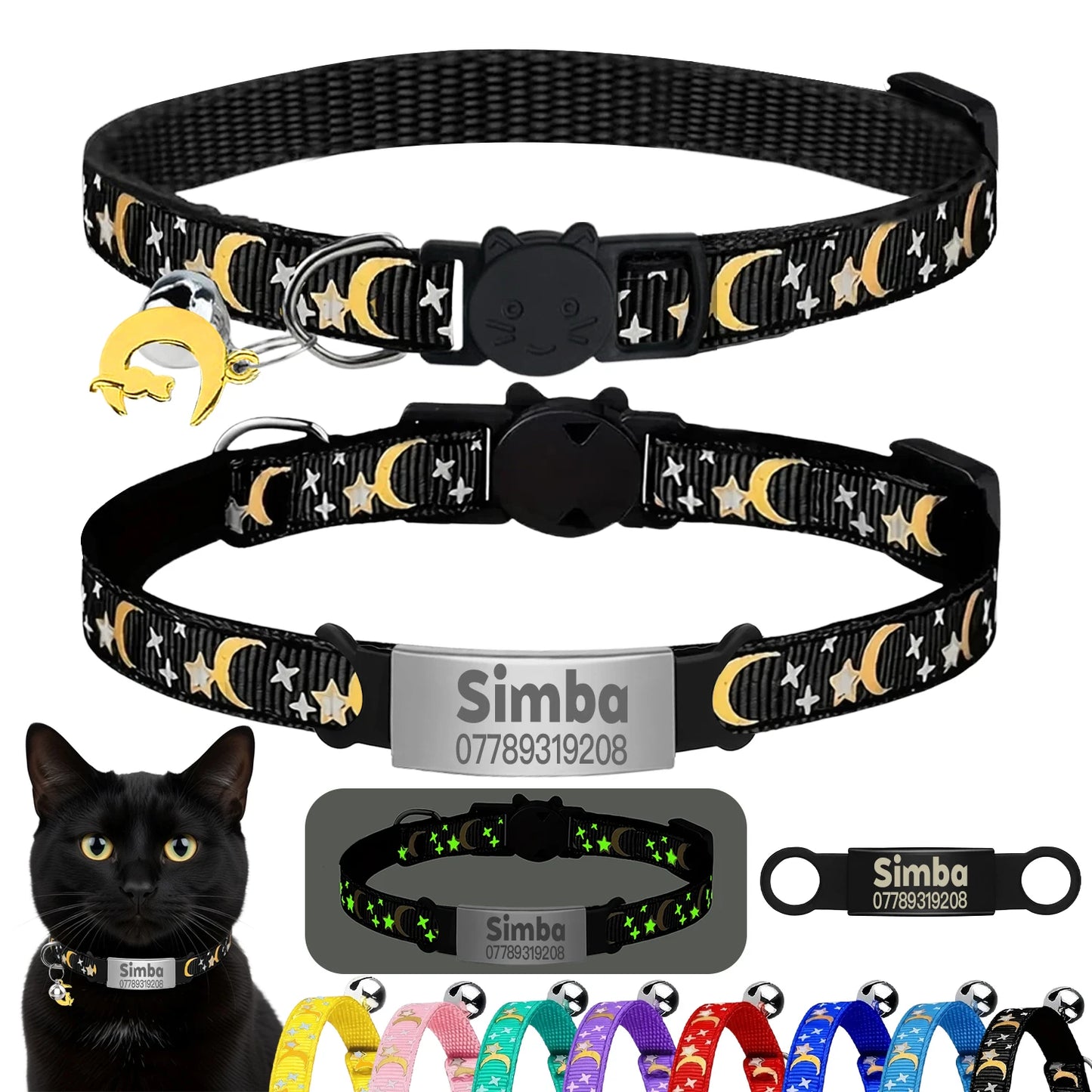 Personalised Glow Cat Collar with ID