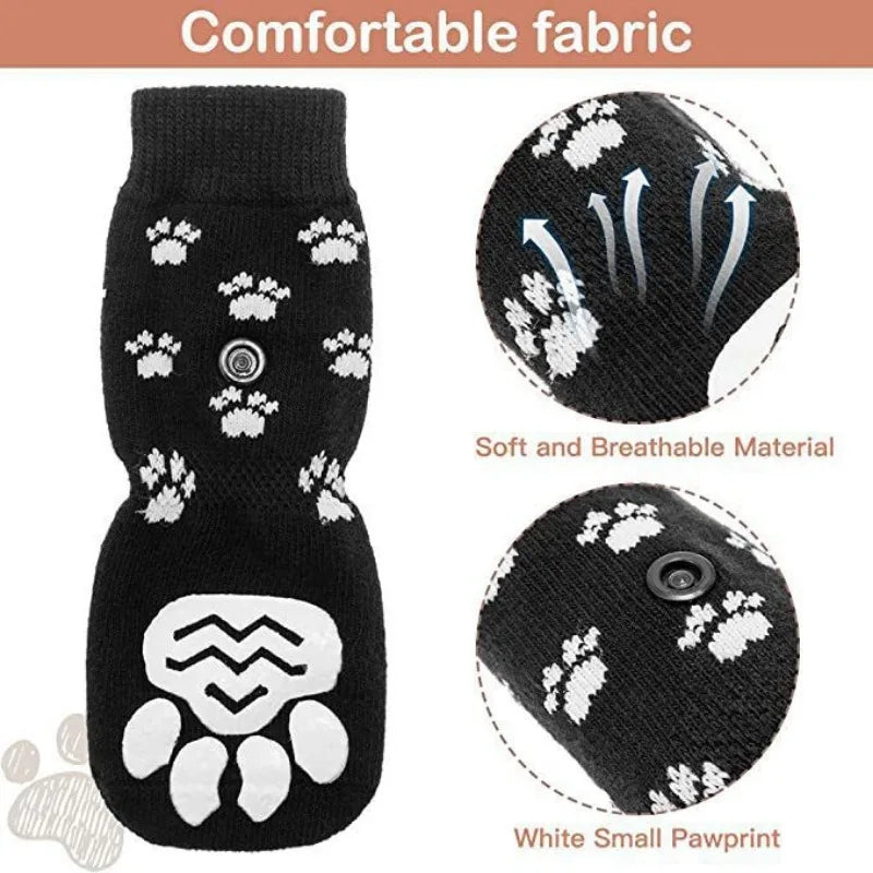 Anti-Slip Dog Socks with Straps (Set of 4)