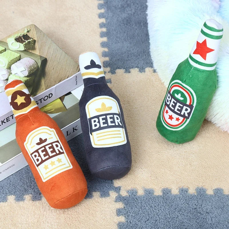 Squeaky Beer Bottle Dog Toy