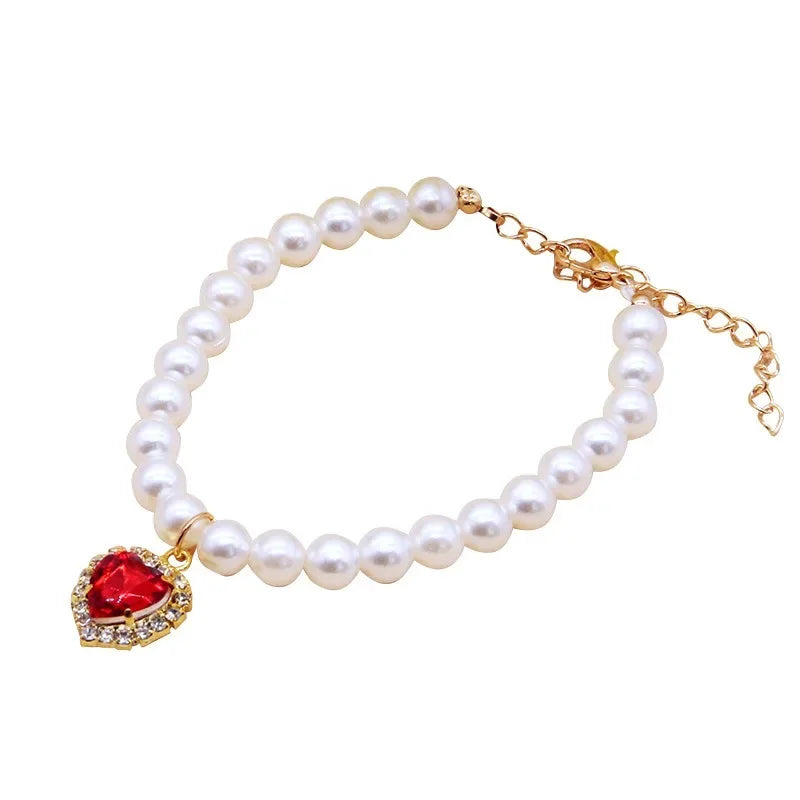 Faux Pearl Cat Necklace Collar