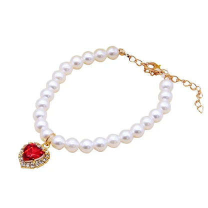 Faux Pearl Cat Necklace Collar