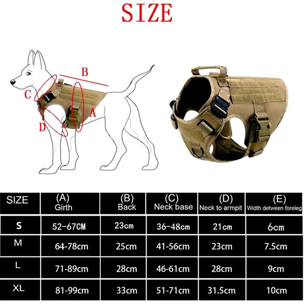 Tactical Dog Vest Harness & Leash Set