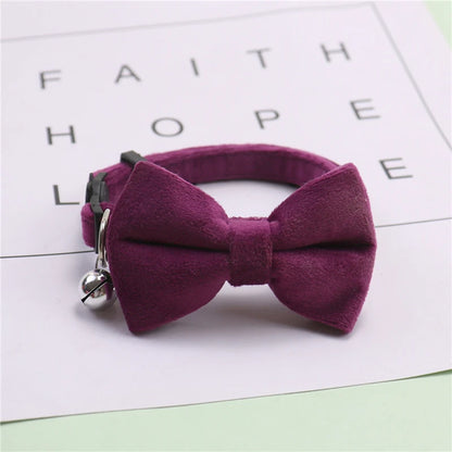Velvet Bow Cat Collar with Bell