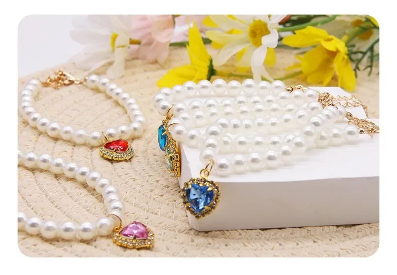 Faux Pearl Cat Necklace Collar