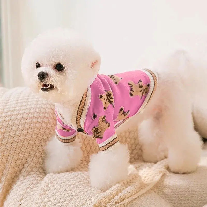 Striped Dog Cardigan Sweater