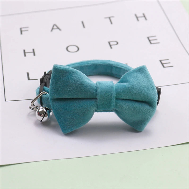 Velvet Bow Cat Collar with Bell