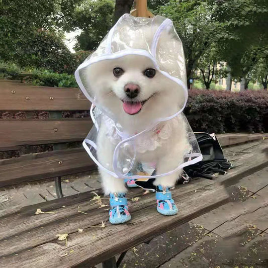 Transparent Hooded Dog Raincoat