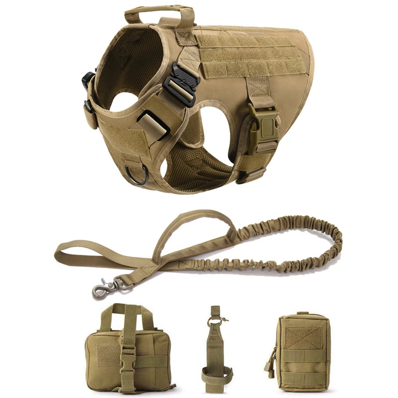 Tactical Dog Vest Harness & Leash Set