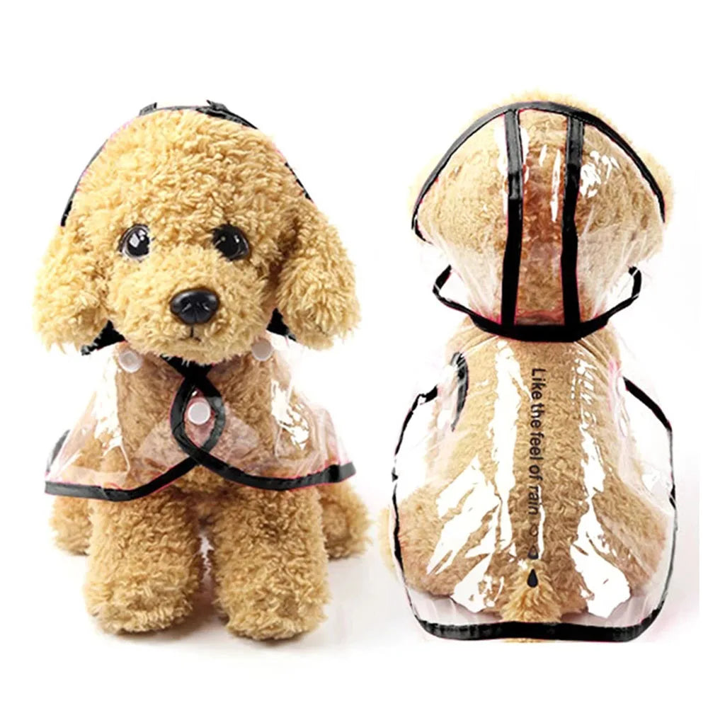 Transparent Hooded Dog Raincoat