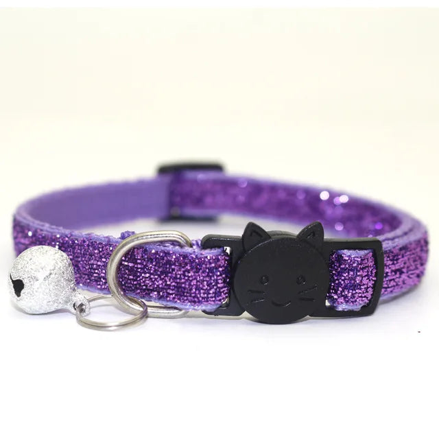 New 8 Color Cute Puppy Frosted Cat Collar ABS Adjustable Strap Small Pet Cat Kitten Collar with Bell Nylon Strap Pet Cat Collar