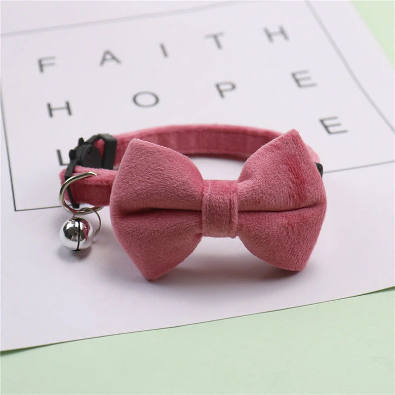 Velvet Bow Cat Collar with Bell