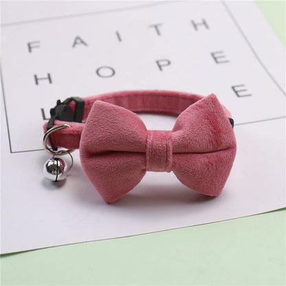 Velvet Bow Cat Collar with Bell