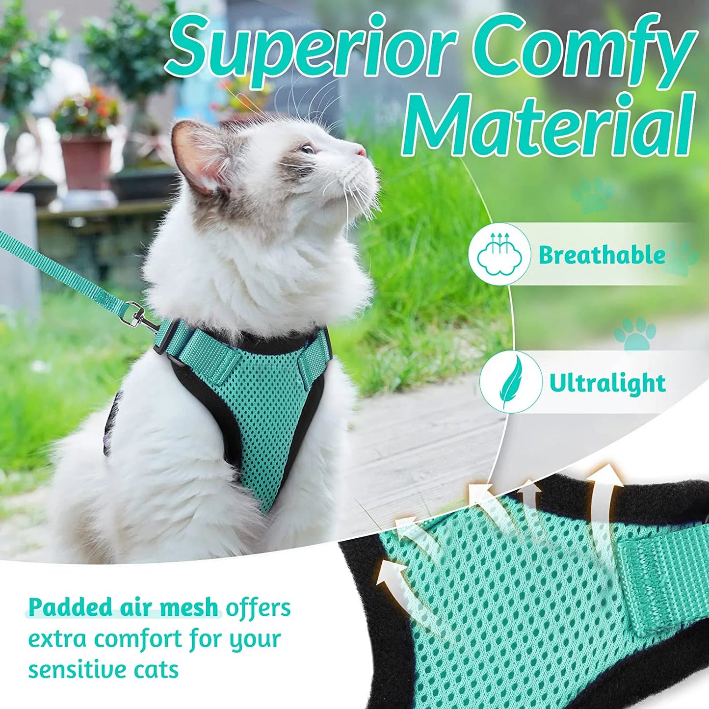 Soft Escape-Proof Cat Harness & Leash