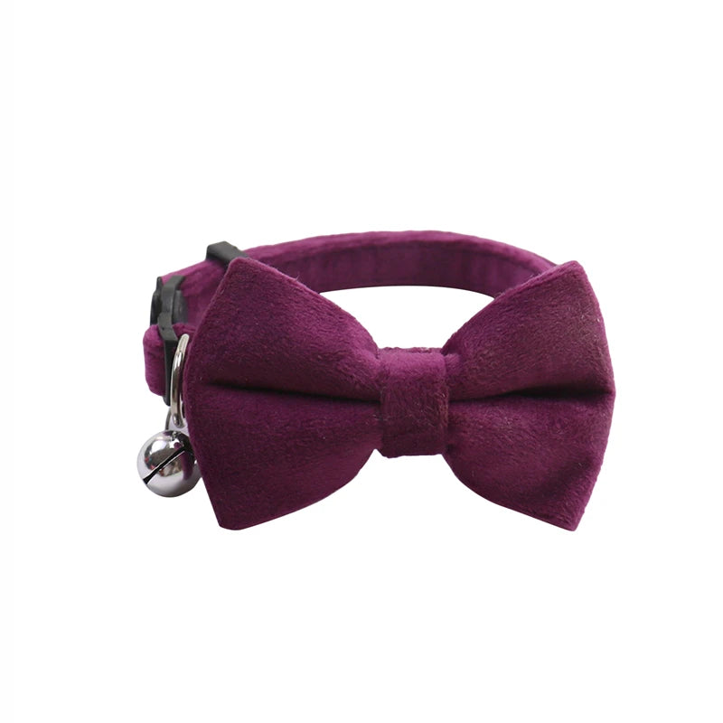 Velvet Bow Cat Collar with Bell