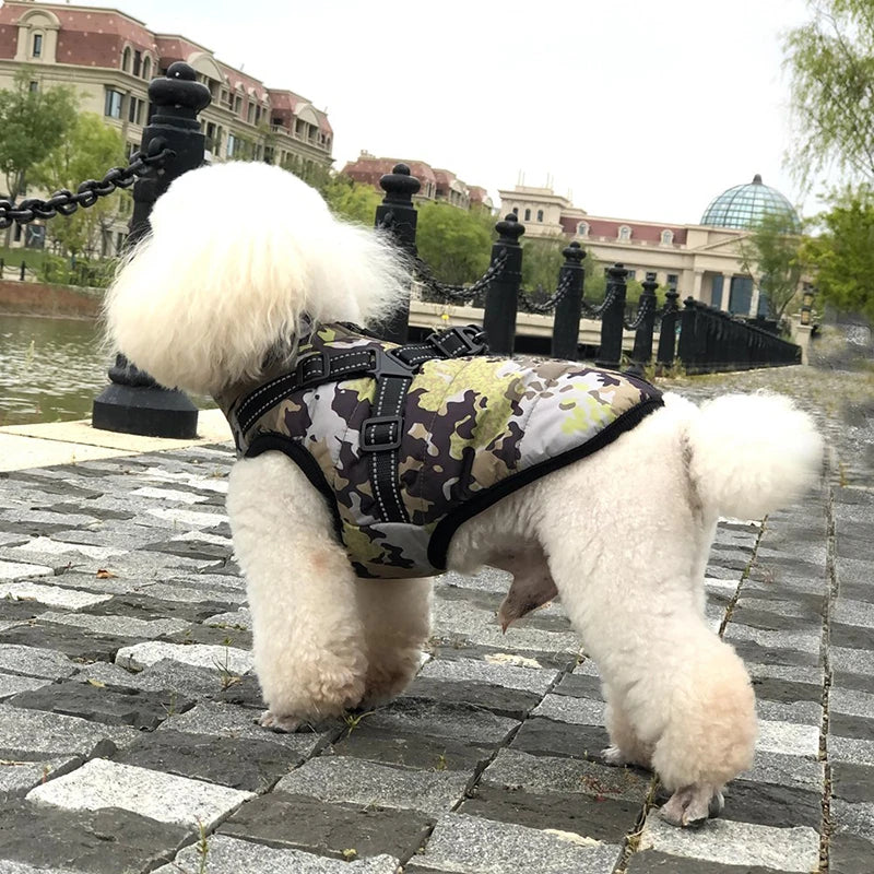 Winter Dog Jacket with Built-In Harness