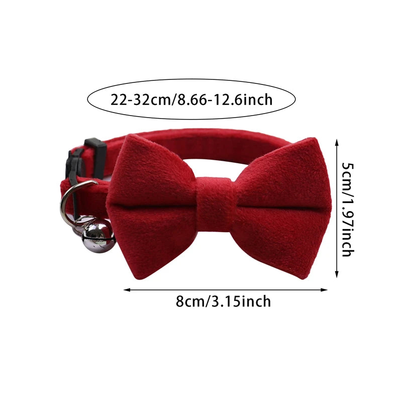 Velvet Bow Cat Collar with Bell
