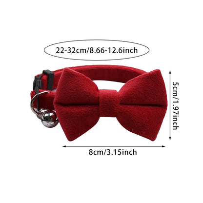 Velvet Bow Cat Collar with Bell