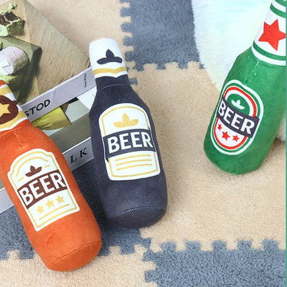 Squeaky Beer Bottle Dog Toy