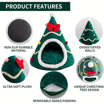 Christmas Warm Cat House Bed