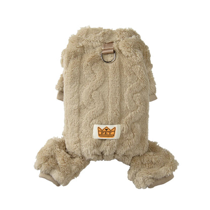 Fleece Dog Jumpsuit with Leash Ring
