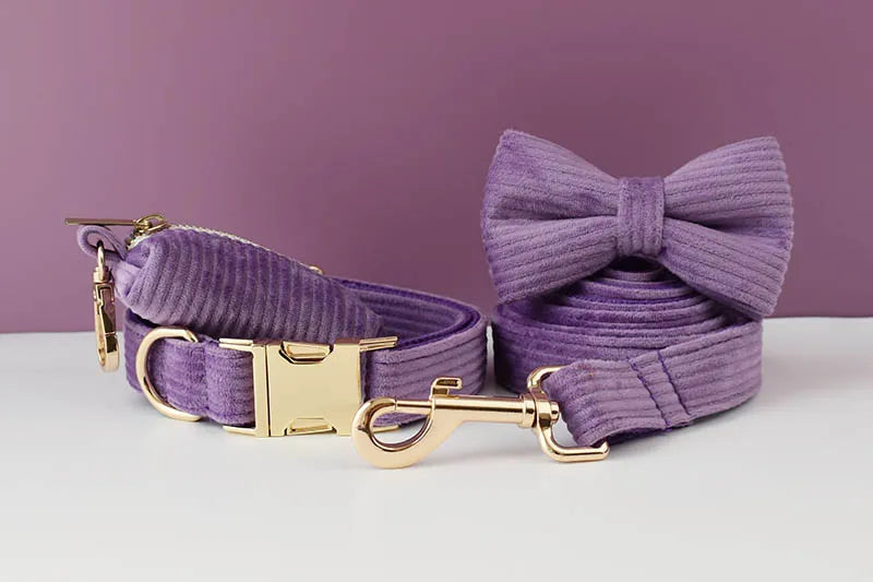 Corduroy Dog Collar & Leash Set