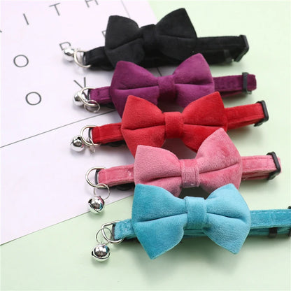 Velvet Bow Cat Collar with Bell
